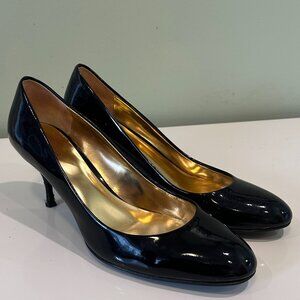 Coach Size 10 Black Patent Leather Round Toe Stiletto Pumps